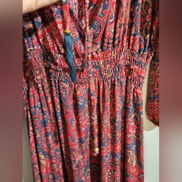 Anthropologie Boemo Long Sleeve Paisley Maxi Dress Size Medium - Picture 5 of 8